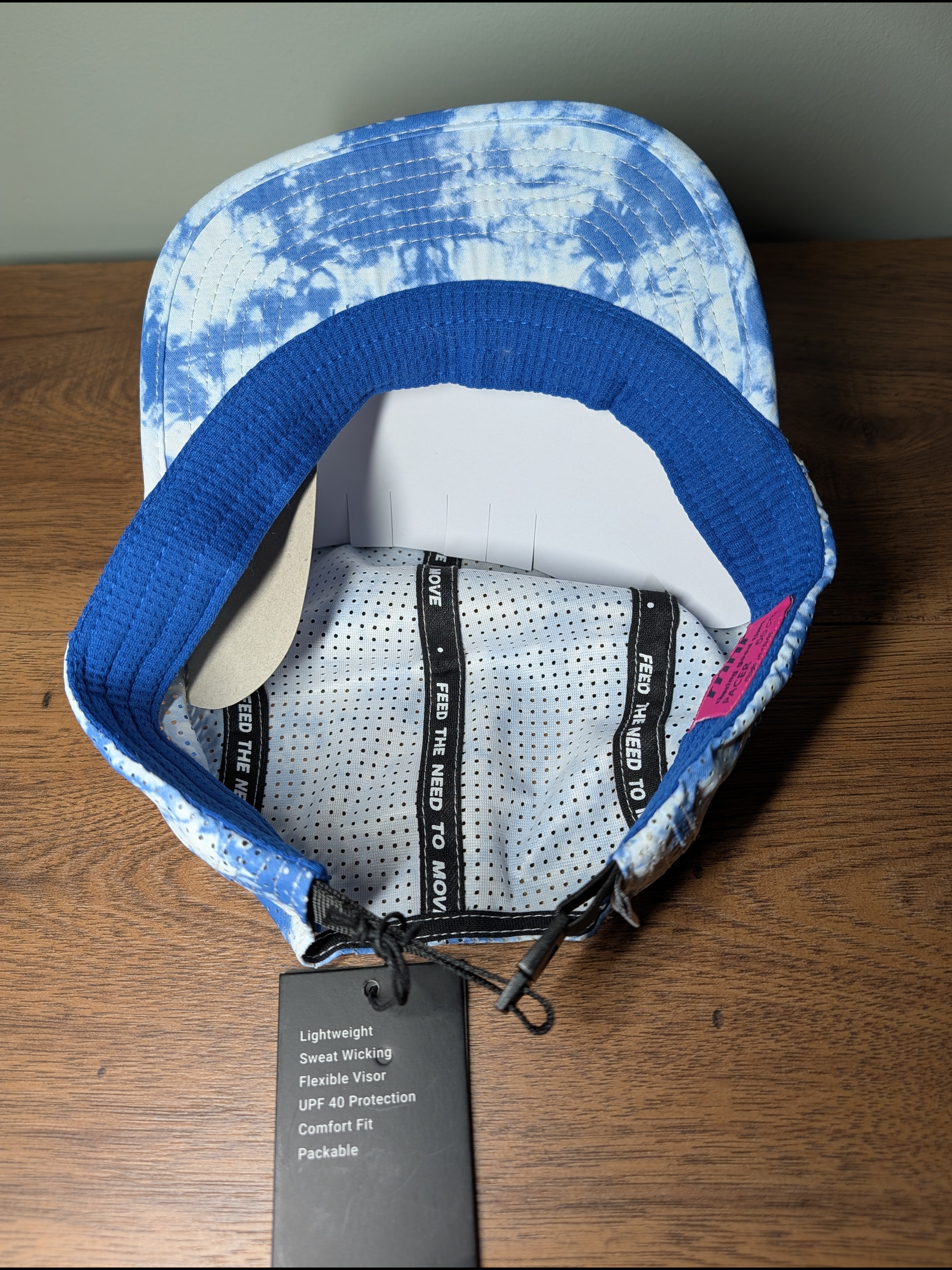 Rnnr Pacer Running Cap Blue/White Tie-Dye Ventilated Five-Panel Hat Nwt 56cm — image 6 of 8